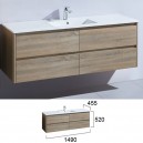 1500 LUXURY OAK WALL HUNG VANITY WH04-1500A1-SD